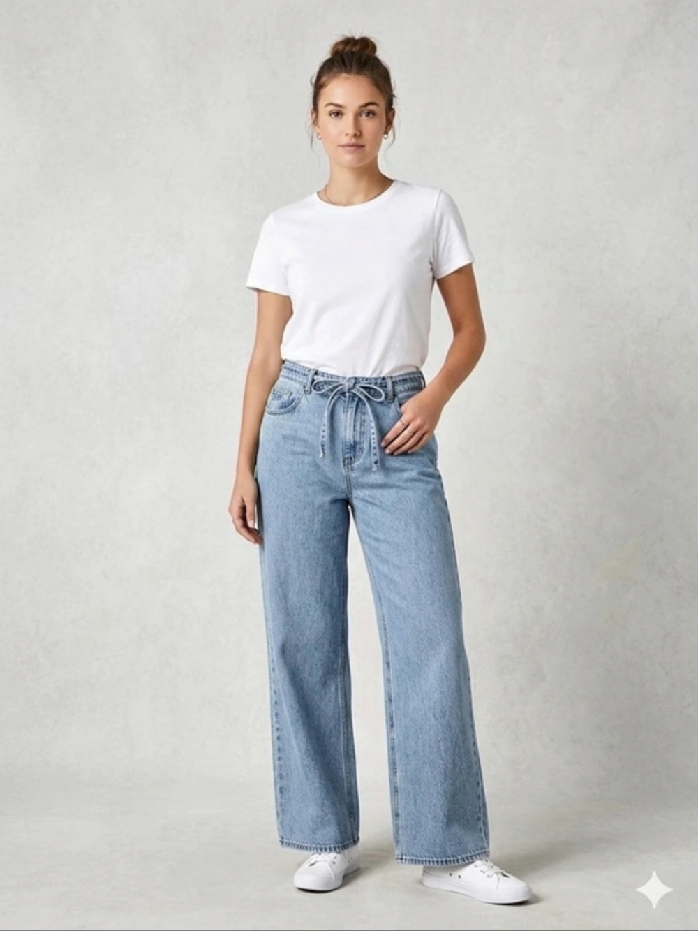 NWT Buffalo David Bitton Wide Leg Drawstring Women Jeans in Blue Size: 12